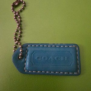 Coach Blue Leather hangtag keychain bag tag